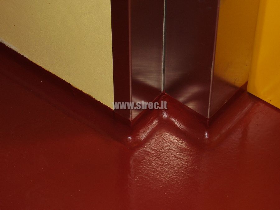 Elastic epoxy resin base board between the floor and wall